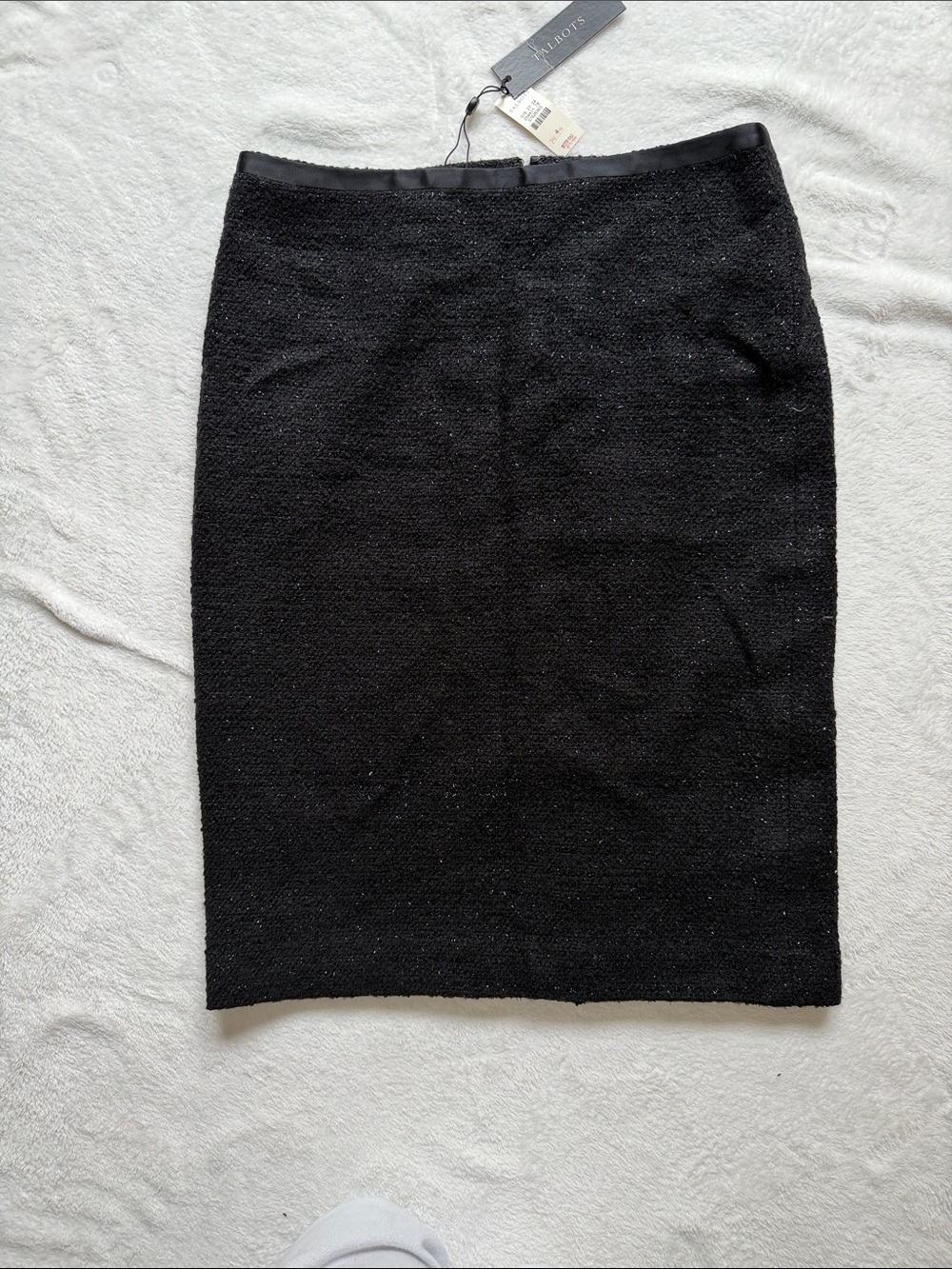 Talbots Black Metallic Tweed Pencil Skirt